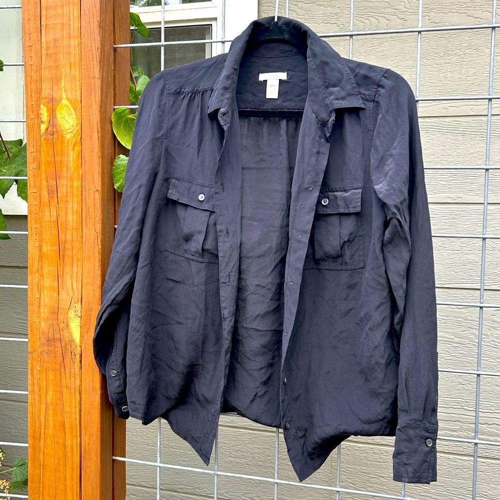 Classic black silk blouse